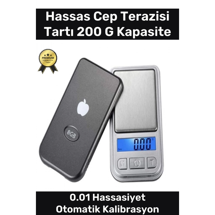 Lcd Ekranlı Otomatik Kapanma Kalibrasyon Hassas Cep Terazisi Tartı 200 G Kapasite 0.01 Hassasiyet
