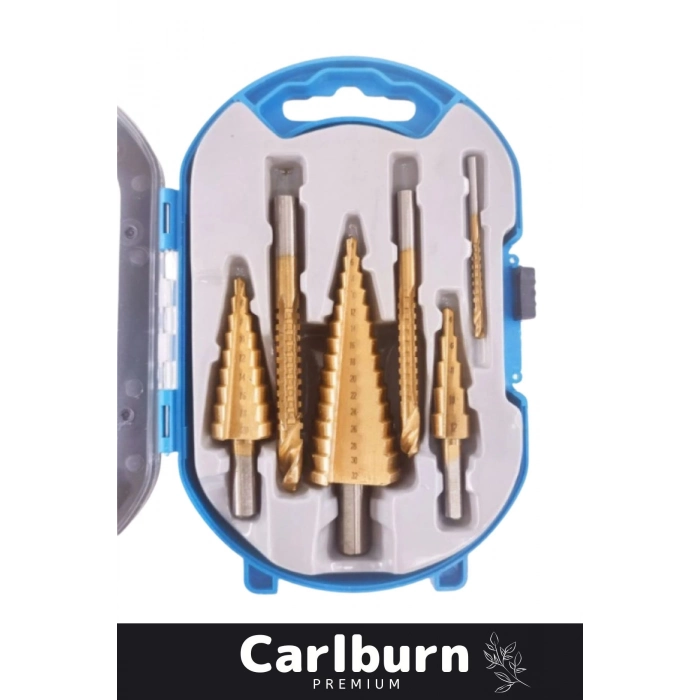 Özel Üretim Çift Yiv Sistemli Çatlatmadan Kesim Kademeli Matkap Ucu Sac Delme 6 Parça Panç Seti