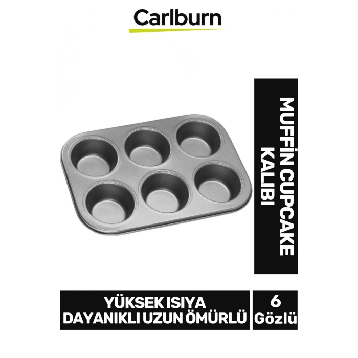 Premium Yüksek Isıya Dayanıklı Uzun Ömürlü Yapışmaz Yıkanabilir 6 Gözlü Muffin Cupcake Kalıbı