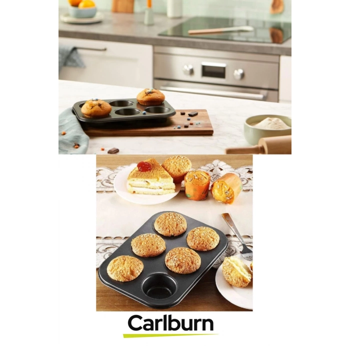 Premium Yüksek Isıya Dayanıklı Uzun Ömürlü Yapışmaz Yıkanabilir 6 Gözlü Muffin Cupcake Kalıbı