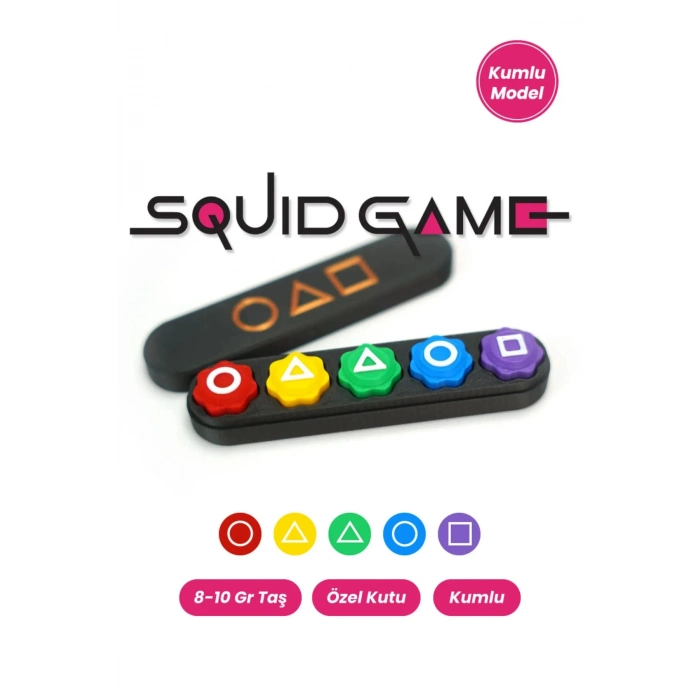Özel Üretim Kumlu Renkli Beş Taş Gonggi Kalamar Squid Game 5 Taş Oyunu