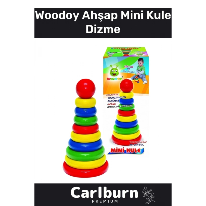 Özel Tasarım El Göz Koordinasyonu Zeka Geliştirici Öğretici Eğitici Woodoy Ahşap Mini Kule Dizme