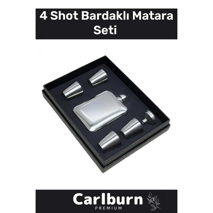 Özel Üretim Uzun Süre Soğuk Tutan Kahve Çelik Kutulu 1 Matara 4 Shot Bardak Hediye Seti