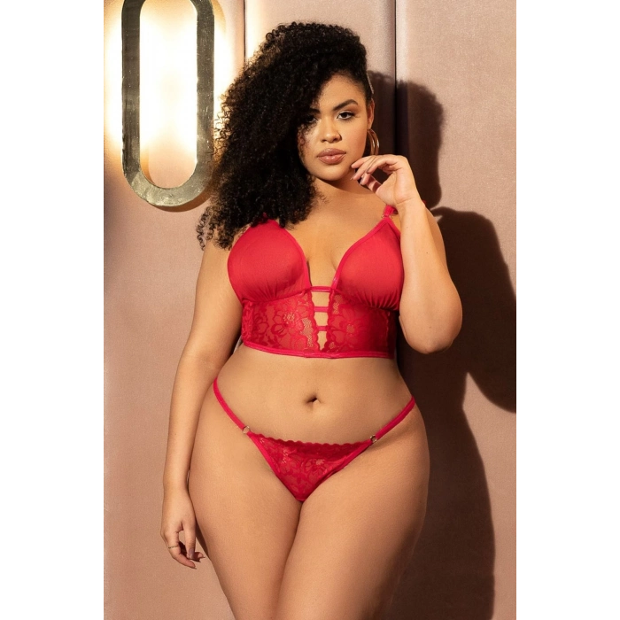 Yeni Sezon Transparan İç Gösteren Şık Zarif Kadın Kırmızı Büyük Beden Fantezi Gecelik