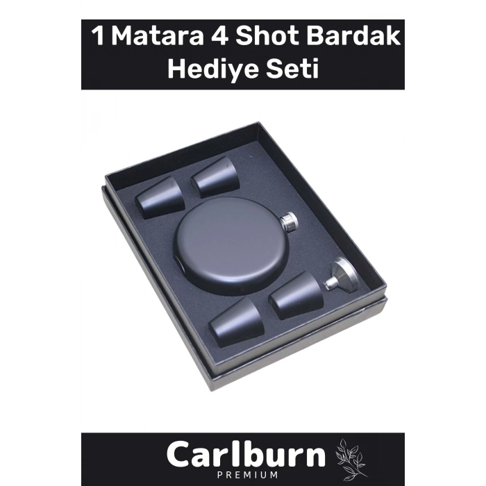 Özel Üretim Uzun Süre Soğuk Tutan Kahve Çelik Kutulu 1 Matara 4 Shot Bardak Hediye Seti