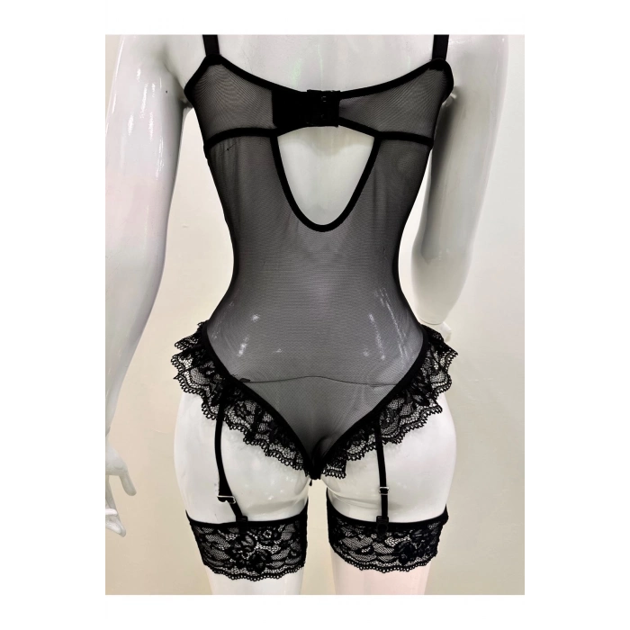 Özel Üretim Erotik Seksi Şık Fantezi Kadın Zarif Afrodit Siyah Sexy Jartiyer Takım