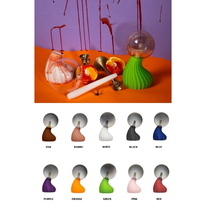 Handmade Dekoratif Şık Biyobozunur Plastik 10 Cm Dimmer Kablolu Hayalet Spooky Masa Gece Lambası