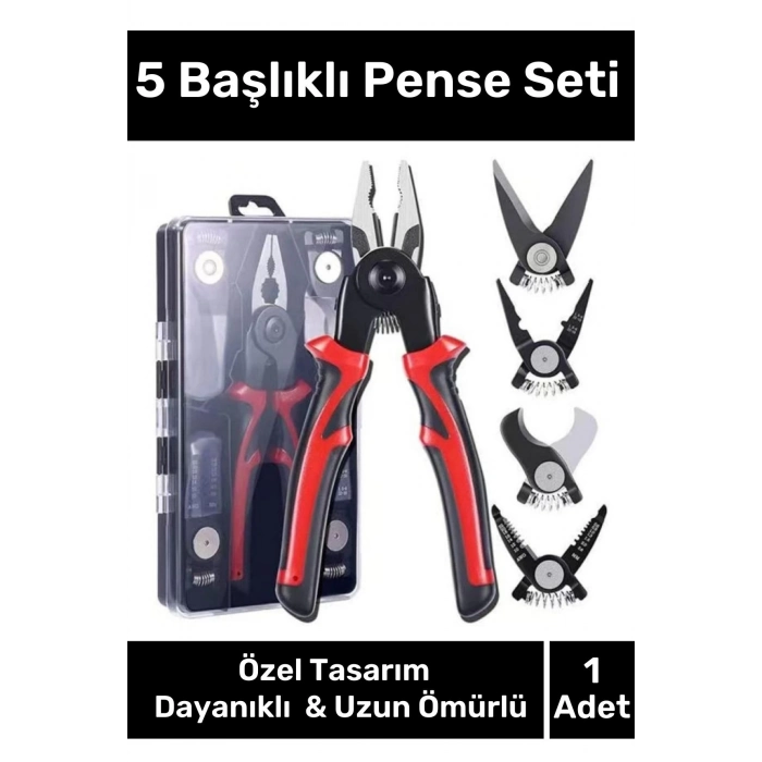 Özel Üretim Yüksek Kaliteli Çelik Kaymaz Kauçuk Yapılı Tamir Bakım Montaj 5 Başlıklı Pense Seti