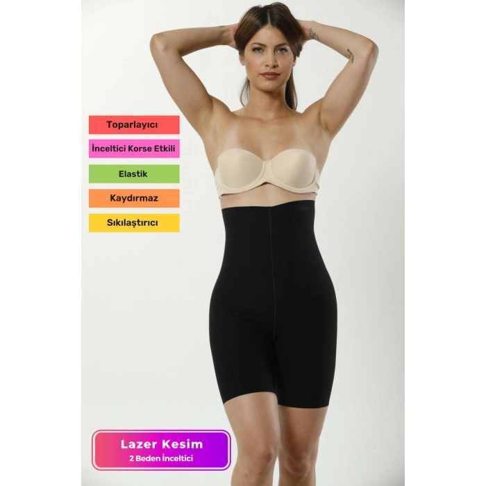Yeni Seri İz Göstermeyen Lazer Kesim Kaymaz Toparlayıcı Şekillendirici Yüksek Bel Paçalı Kadın Korse