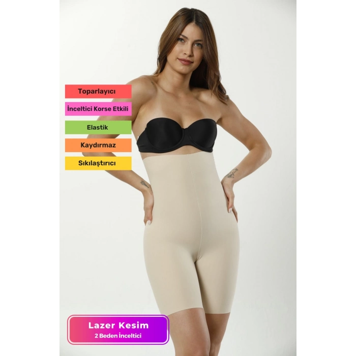 Yeni Seri İz Göstermeyen Lazer Kesim Kaymaz Toparlayıcı Şekillendirici Yüksek Bel Paçalı Kadın Korse