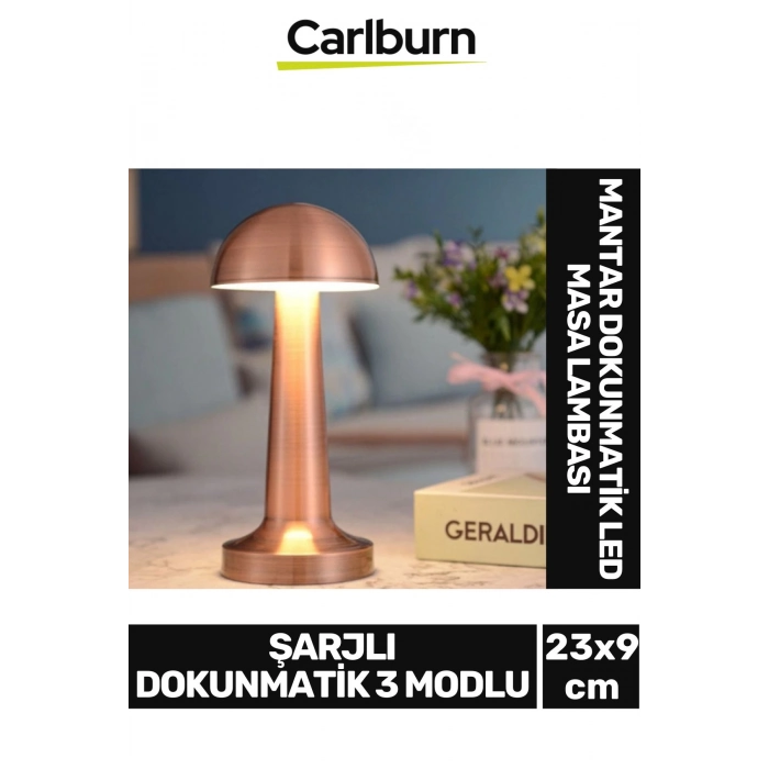 Özel Tasarım 3 Modlu 23 cm x 9 cm Modern Aç/Kapa Butonlu Mantar Dokunmatik LED Masa Lambası