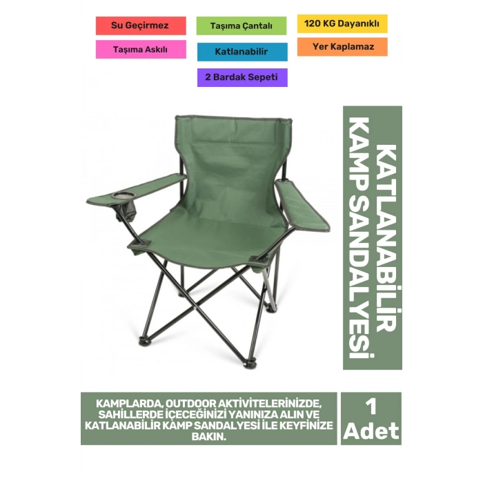 Su Geçirmez 120 Kg Dayanıklı Çantalı Katlanabilir Taşıma Askılı Balıkçı Piknik Kamp Sandalyesi