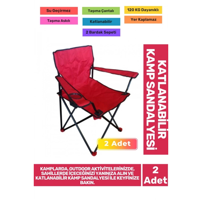Su Geçirmez 120 Kg Dayanıklı Çantalı Katlanabilir Taşıma Askılı Balık Piknik Kamp Sandalye 2li Set