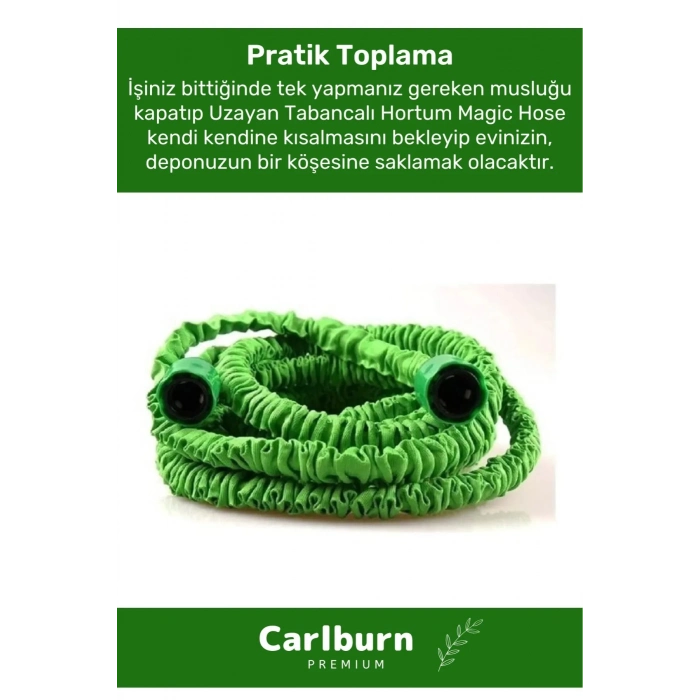 Premium Dolaşmaz Kırılmaz 7 Kademe Uzayan Bahçe Sulama Araç Yıkama Tabancalı 15 Metre Sihirli Hortum