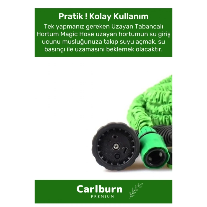 Premium Dolaşmaz Kırılmaz 7 Kademe Uzayan Bahçe Sulama Araç Yıkama Tabanca 22.5 Metre Sihirli Hortum