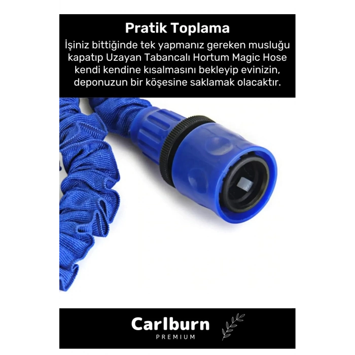 Premium Dolaşmaz Kırılmaz 7 Kademe Uzayan Bahçe Sulama Araç Yıkama Tabancalı 15 Metre Sihirli Hortum