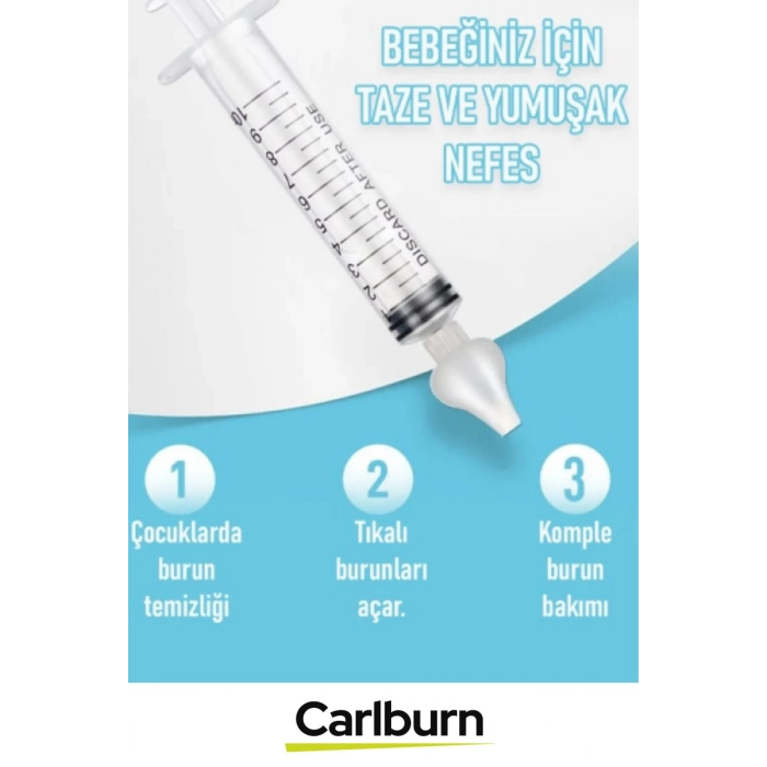 Silikon Uçlu 10ml Kapasiteli 12 cm Uzunluk 2li Bebek Burun Temizleme Şırıngası Aspiratörü