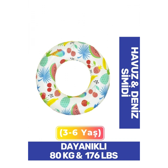 Özel Üretim Dayanıklı 80 kg 176 lbs Çocuk 3-6 Yaş 61 Cm Meyve Desenli Deniz Havuz Simit