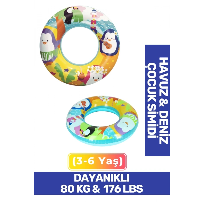 Özel Üretim Dayanıklı 80 kg 176 lbs Çocuk 3-6 Yaş 51 Cm Sevimli Hayvanlar Desenli Deniz Havuz Simit