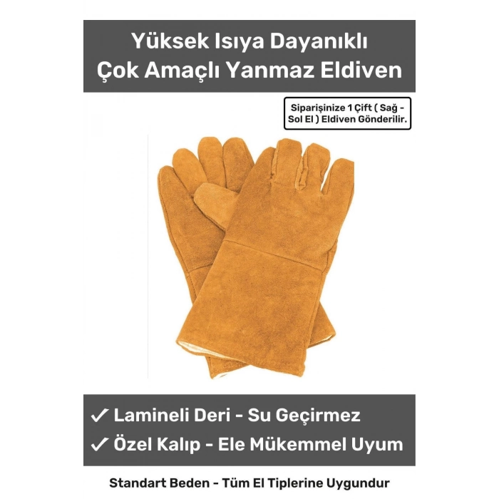 Premium Yanmaz Yüksek Isıya Sıcaklığa Dayanıklı Kaynak Yangın Su Geçirmez Çok Amaçlı Deri Eldiven