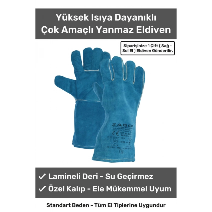 Premium Yanmaz Yüksek Isıya Sıcaklığa Dayanıklı Kaynak Yangın Su Geçirmez Çok Amaçlı Deri Eldiven