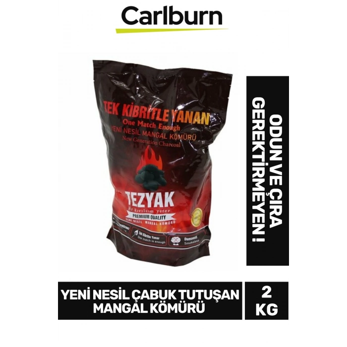 Yeni Nesil Çıra Odun Gerektirmez Çabuk Tutuşan Tek Kibritle Yüksek Isıyla Yanan Mangal Kömürü 2 KG