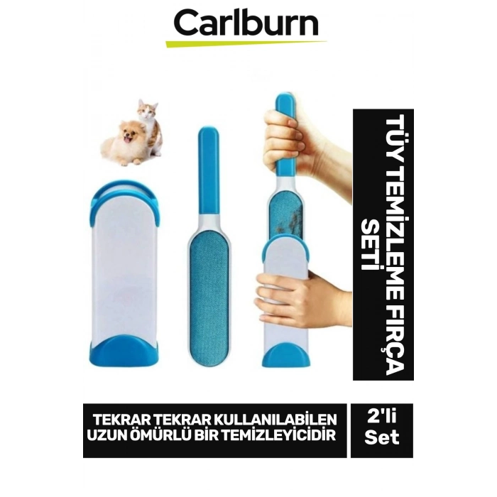 Özel Üretim Çift Taraflı Uzun Ömürlü Mobilya Halı Elbise Tişört Tüy Toz Temizleme 2li Fırça Seti