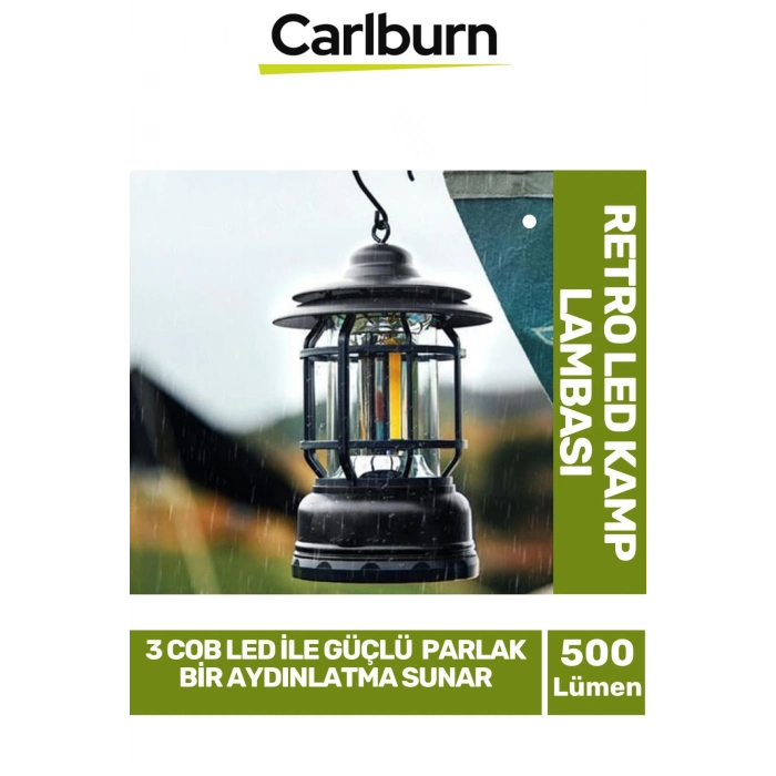 Özel Üretim 2 Kademeli 500 Lümen Enerji Tasarruflu Dekoratif 3 COB Retro LED Kamp Lambası