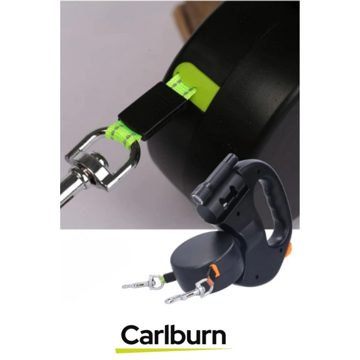 360 Derece Dönebilen Aydınlatmalı Uzunluk Ayarlanabilen Çok Fonksiyonlu Çift Köpek Gezdirme Tasması