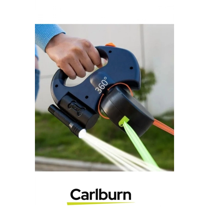 360 Derece Dönebilen Aydınlatmalı Uzunluk Ayarlanabilen Çok Fonksiyonlu Çift Köpek Gezdirme Tasması