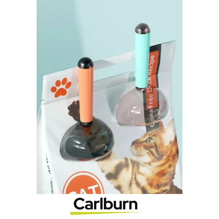 Özel Üretim Dayanıklı Şeffaf Başlıklı 180ml Kapasiteli Klipsli Ölçekli Kedi Köpek Mama Küreği