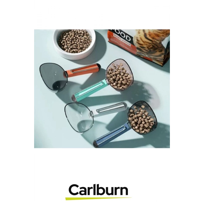 Özel Üretim Dayanıklı Şeffaf Başlıklı 180ml Kapasiteli Klipsli Ölçekli Kedi Köpek Mama Küreği