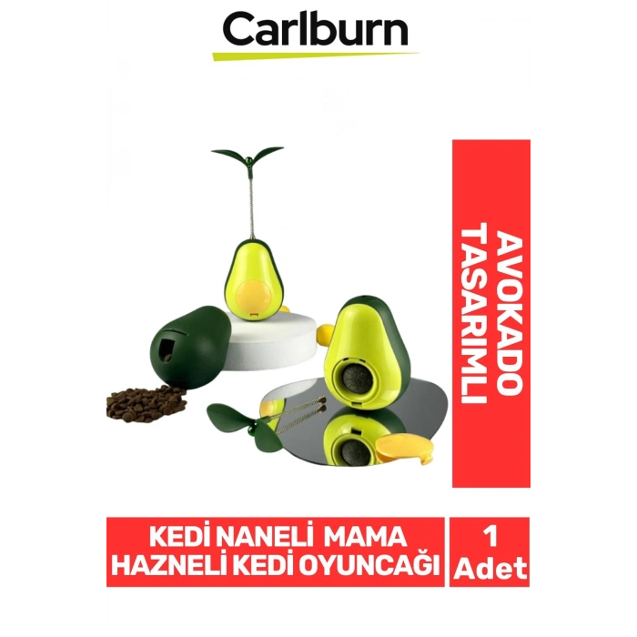 Özel Üretim Döner Mekanizmalı Avokado Şeklinde Kedi Naneli Mama Hazneli Kedi Oyuncağı