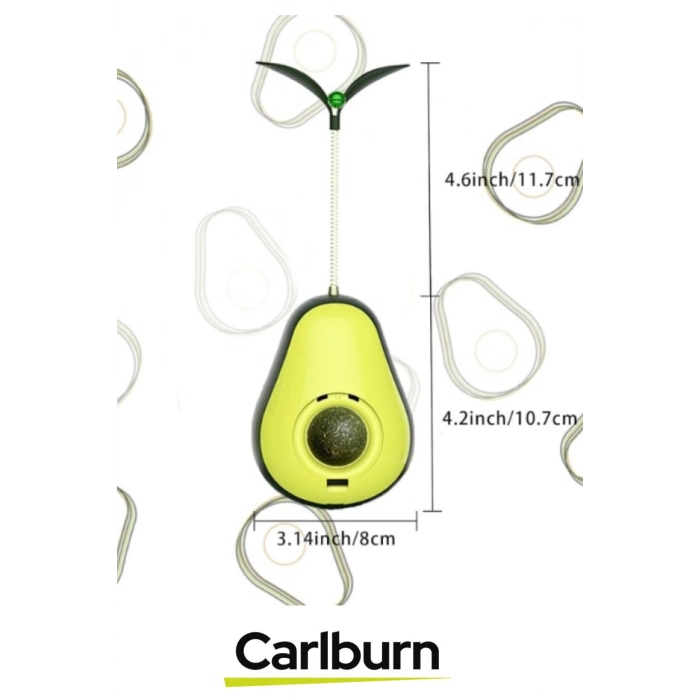 Özel Üretim Döner Mekanizmalı Avokado Şeklinde Kedi Naneli Mama Hazneli Kedi Oyuncağı