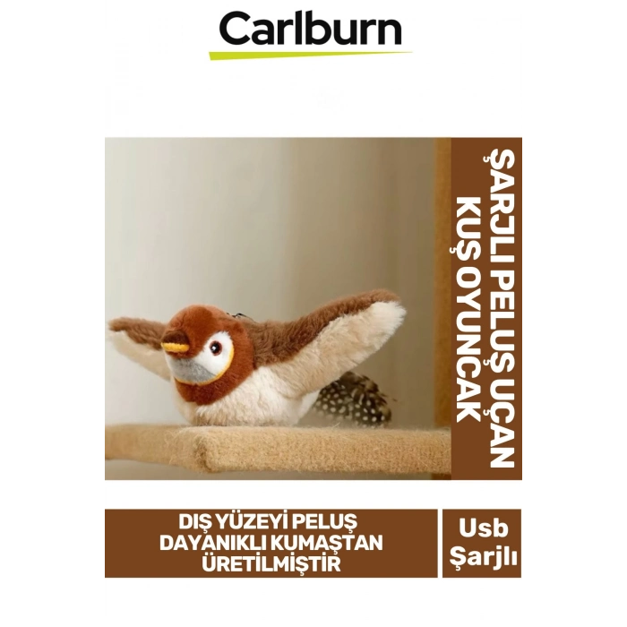 Premium Avcılık İçgüdüsünü Ortaya Çıkaran Kanat Çırpan Sesli Usb Şarjlı Peluş Uçan Kuş Oyuncak
