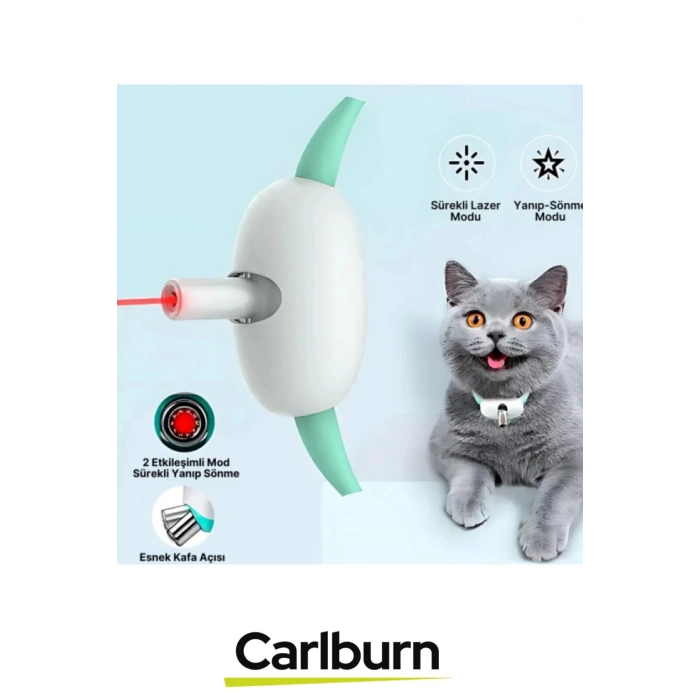 Premium Usb Şarjlı Ayarlanabilir Silikon Kayış 2 Modlu Otomatik Kapanma Kedi Lazer Oyun Tasması