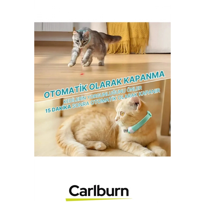 Premium Usb Şarjlı Ayarlanabilir Silikon Kayış 2 Modlu Otomatik Kapanma Kedi Lazer Oyun Tasması