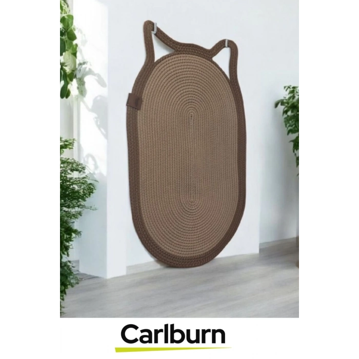 Özel Üretim Zemin Dostu Kaymaz %100 Doğal Jüt İp Dekoratif Kedi Kulaklı Tırmalama Paspası 40x70cm