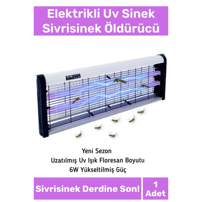 Premium Yükseltmiş Güç Çift Florasan Elektrikli Uv Zincirli Askılı Sinek Sivrisinek Öldürücü 2200V
