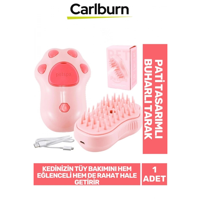 Özel Üretim Tüy Bakımı Kolaylaştıran Silikon Su Hazneli Doldurulabilen Pati Tasarımlı Buharlı Tarak