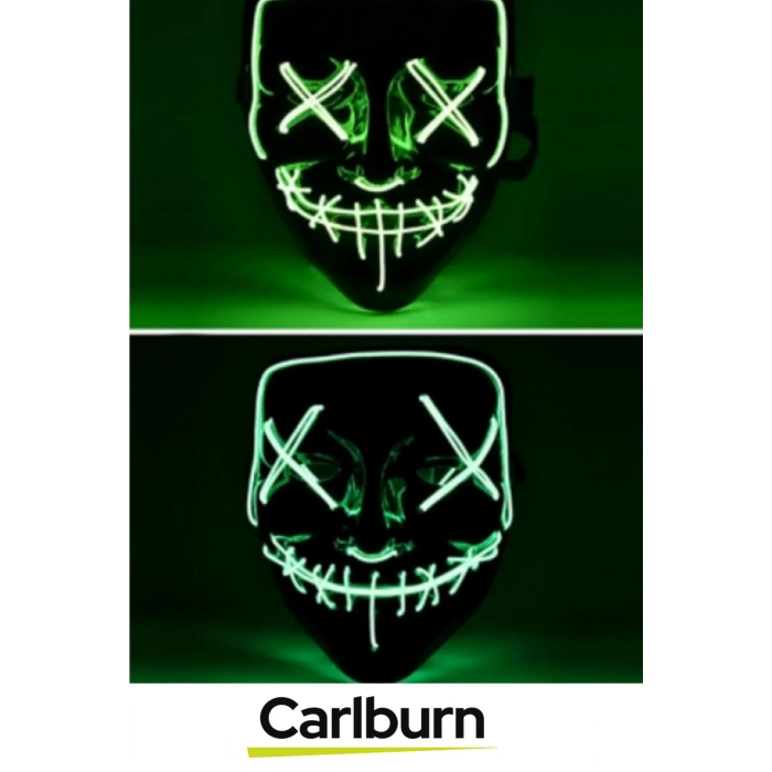 Özel Tasarım Pilli Dayanıklı Rahat Hafif 3 Modlu Uzun Süre Güçlü LED Işıklı Yeşil Maske 2 Adet