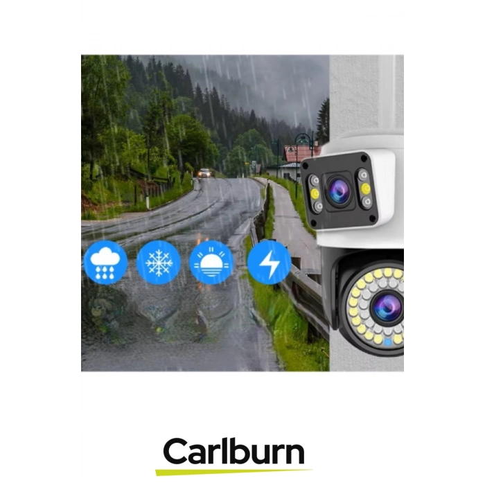 8MP Ultra HD 355° Yatay 90° Dikey Çift Lensli Otomatik Takip Dış Mekan Wi-Fi Mobil İzlenen Kamera