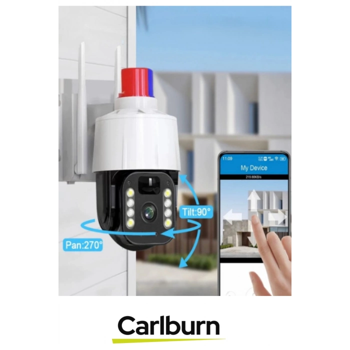 IP66 Suya Karşı Koruma Renkli Gece Görüşlü Güneş Enerjili Alarmlı Çakarlı Dış Mekan Güvenlik Kamera