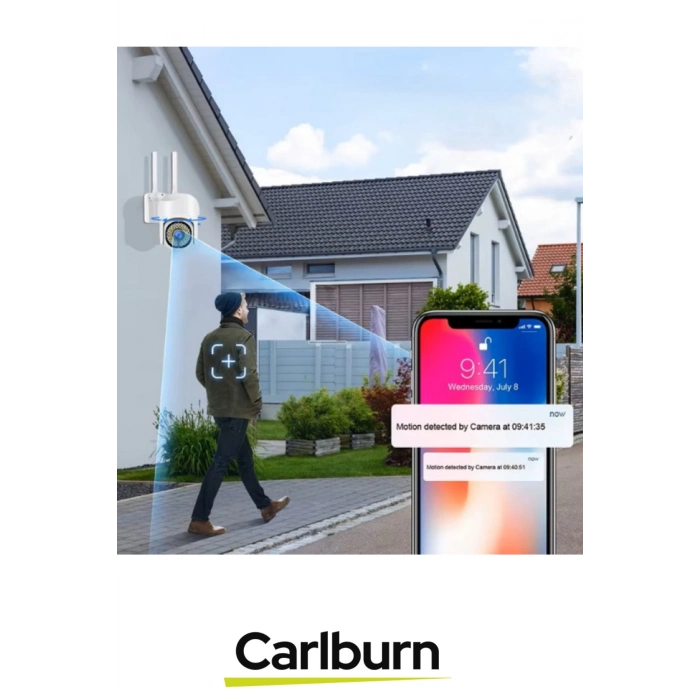 360° Panoramik Görüş Açı Hareket Algılama Sensörlü Suya Dayanıklı Gece Görüş Dış Mekan Wi-Fi Kamera