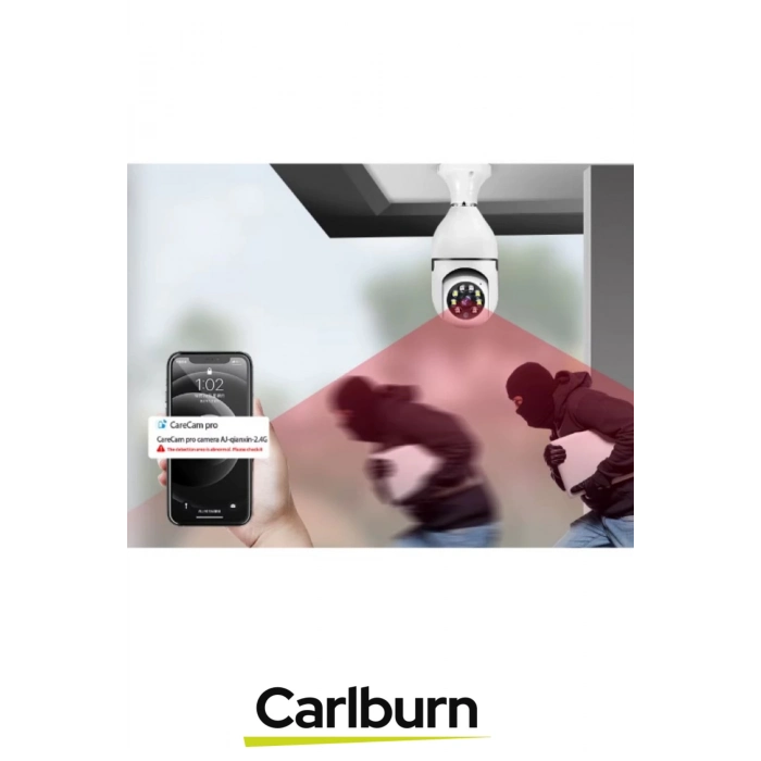 355° Yatay ve 90° Dikey Hareket E27 Duy Girişli Bulut Depolama Çift Yönlü Ses Kablosuz Ampul Kamera