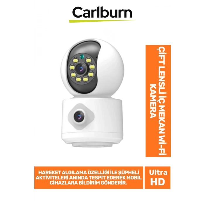 Hareket Algılama Özellikli Çift Yönlü Ses Bulut Depolama 2 MP+2 MP Çift Lensli İç Mekan Wi-Fi Kamera