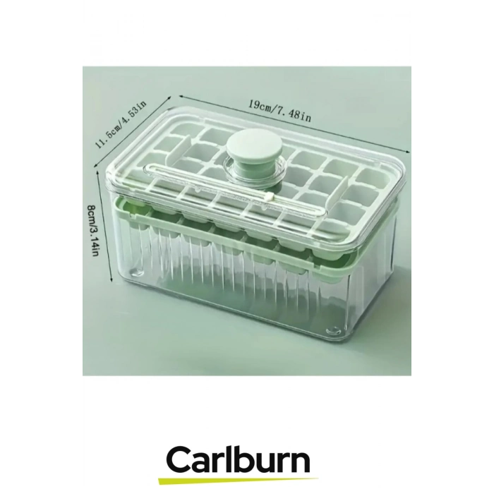 Yeni Nesil Dayanıklı Bpa İçermeyen Düğmeli Basmalı Çift 56lı Buz Küpü Kalıbı Saklama Kutulu