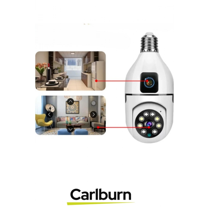 360° Panoramik Görüş 4K Full HD Çift Lensli E27 Duy Girişli 8 MP Kablosuz Ampul Kamera
