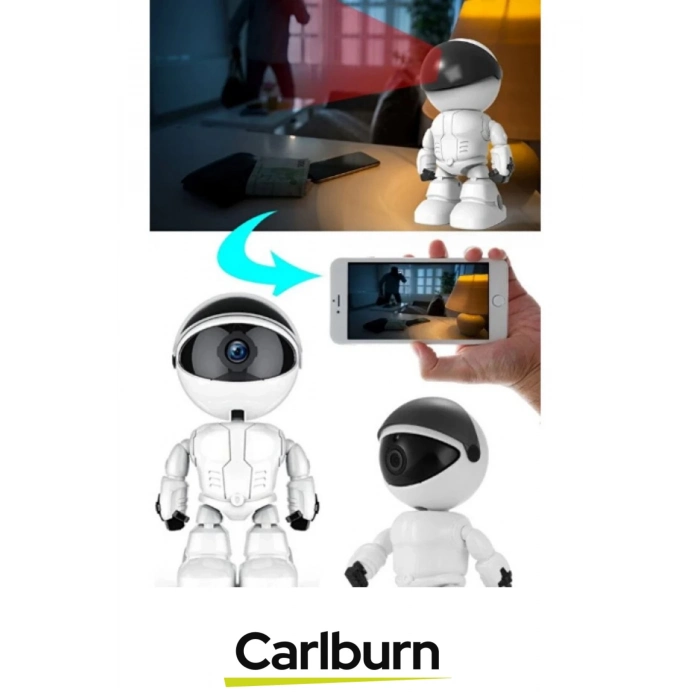 355° Yatay 45° Dikey Hareket Çift Taraflı Ses Gece Görüşü Robot Görünümlü 2.4 GHz Wi-Fi Bebek Kamera