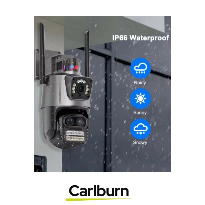 Çift Yönlü İletişim Hareket Algılama Sensörü H.265 Video Gece Görüşü 3 Lens Wi-Fi Güvenlik Kamerası